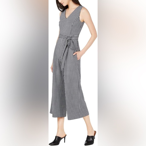 Calvin Klein Black and White Houndstooth Jumpsuit - Picture 1 of 7